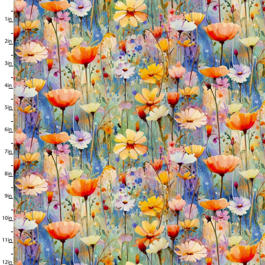 PREORDER ITEM - EXPECTED JANUARY 2025: Hummingbird Bouquet Licensed by Shawna Stewart Digitally Printed Poppy Field Multi    22961.MLT Cotton Woven Fabric