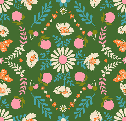 PREORDER ITEM - EXPECTED SEPTEMBER: Juicy by Melody Miller of Ruby Star Society Poppy Garden Sarah Green    RS0085.14 Cotton Woven Fabric