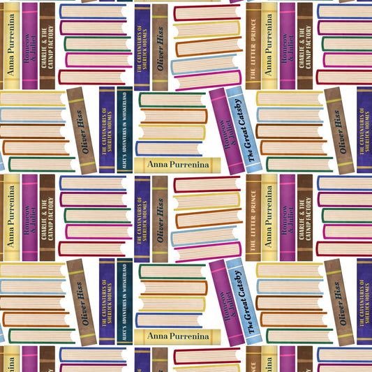 Litter-ary Cats by Planey Cat Purr-fect Prose White 20240103-01 Cotton Woven Fabric