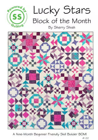 Preorder August 2026: Lucky Stars Midnight Quilt BOM full kit Featuring RSS 1-800-Notion and Speckled