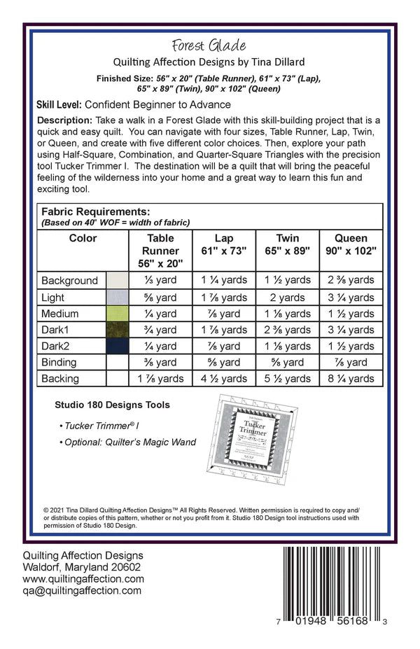 Forest Glade Pattern QA-147 by Tina Dillard
