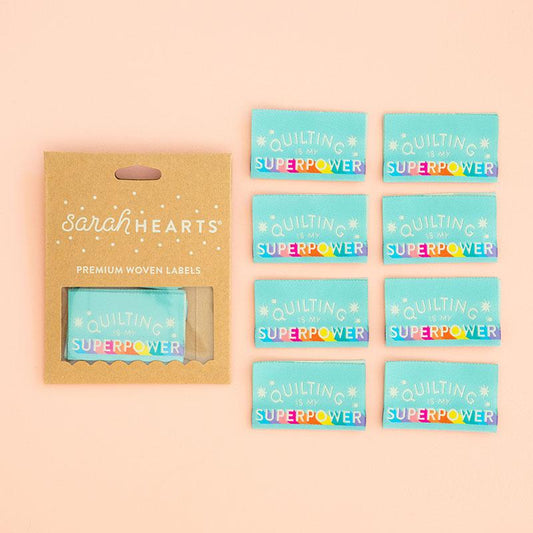 Sew In Labels Quilting is my Superpower by Sarah Hearts Pack of 8 100% polyester LP139