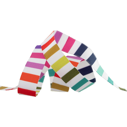 Tula Pink Tabby Road Ribbon 5/8”  Ribbon Rainbow Stripe tk-113-16mm-col-1 Priced per Yard