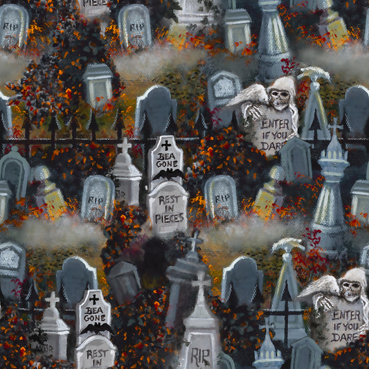 An Eerie Welcome by Susan Rios Rest In Peace Multi    22294-MLT Cotton Woven Fabric