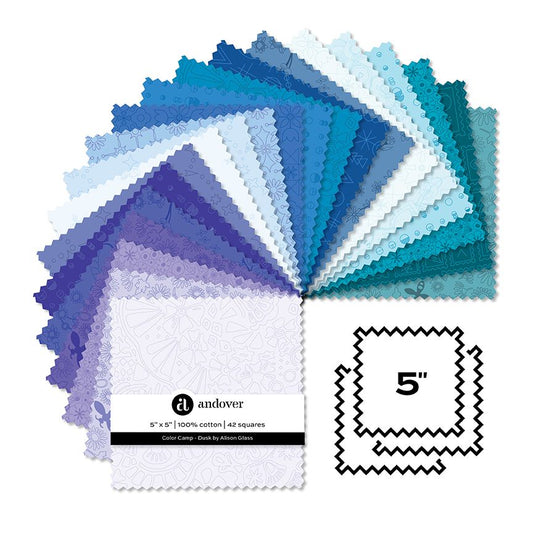 Preorder August 2026: Color Camp Dusk 5" Charm of 42 Pieces 5-COLCD-42 by Alison Glass