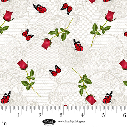 La Vie en Rose by Tango Twist Designs Rose Buds Ecru 4213-19 Cotton Woven Fabric