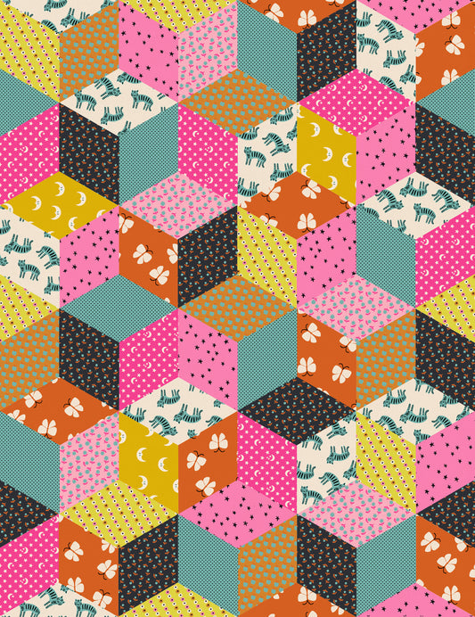 ooh Lucky Lucky by Alexia Marcelle Abegg of Ruby Star Society Tumbling Blocks Turquoise  Cotton/Linen  Canvas RS4120.15L Canvas