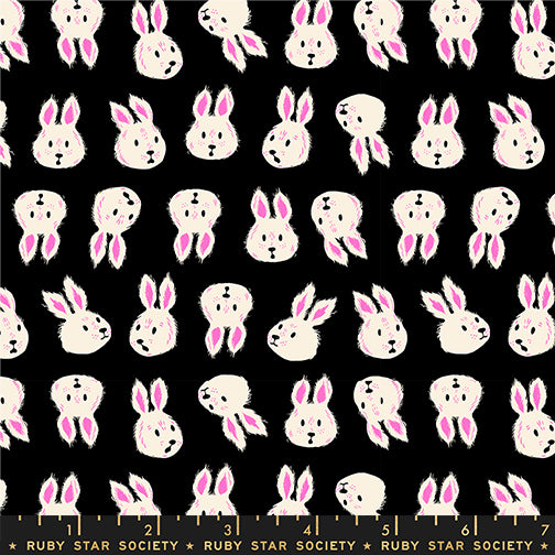 PREORDER ITEM - EXPECTED OCTOBER 2025: Hello Alice by Sarah Watts of Ruby Star Society Rushing Rabbit Black    RS2125.14 Cotton Woven Fabric