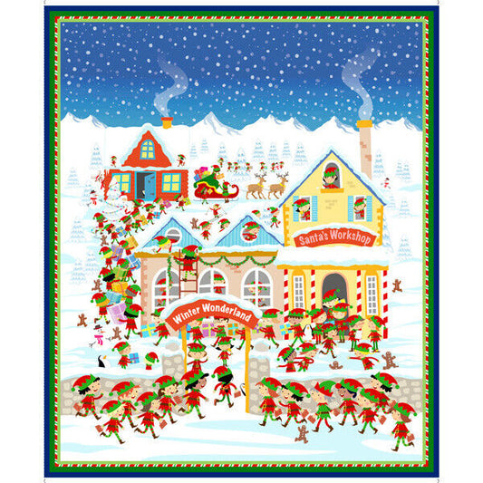 Santas Workshop by Henryk Szor 36” Panel 27720b Cotton-Woven-Fabric