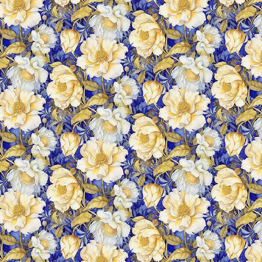 Preorder June 2026: Lumiere Night Floral Field FLEUR-CD4354 Blue by Timeless Treasures
