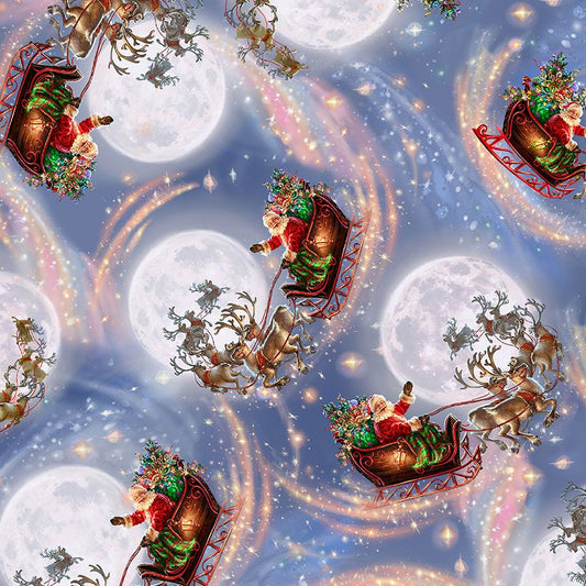 Christmas Eve by Dona Gelsinger Santa Sleighs Multi DONA-CD3371-MULTI Cotton Woven Fabric