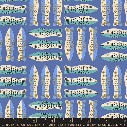 PREORDER ITEM - EXPECTED MARCH 2025: ooh Lucky Lucky by Alexia Marcelle Abegg of Ruby Star Society Sardines Twilight    RS4116.13 Cotton Woven Fabric