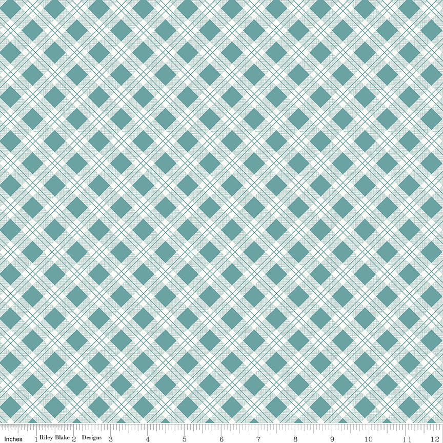 Bee Plaids by Lori Holt of Bee in my Bonnet Scarecrow Teal    C12020-TEAL Cotton Woven Fabric