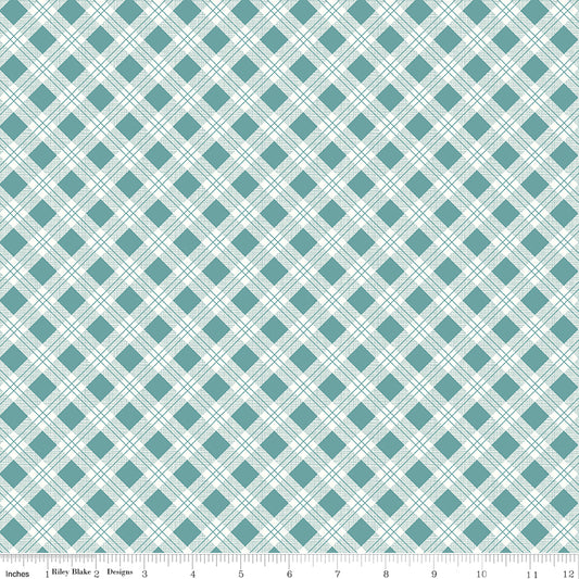 Bee Plaids by Lori Holt of Bee in my Bonnet Scarecrow Teal    C12020-TEAL Cotton Woven Fabric