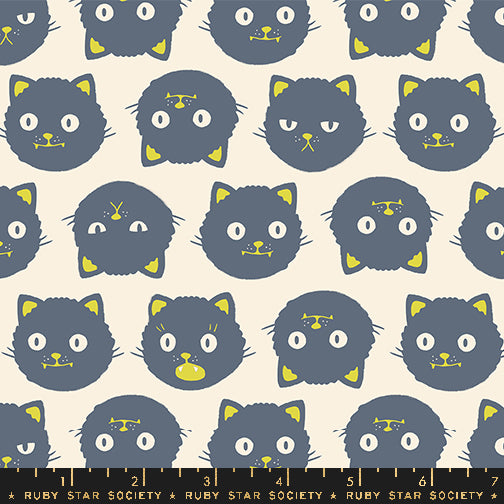 Good Spirits by Ruby Star Society Scaredy Cats Natural  GLOW IN THE DARK  RS5137.11G Cotton Woven Fabric