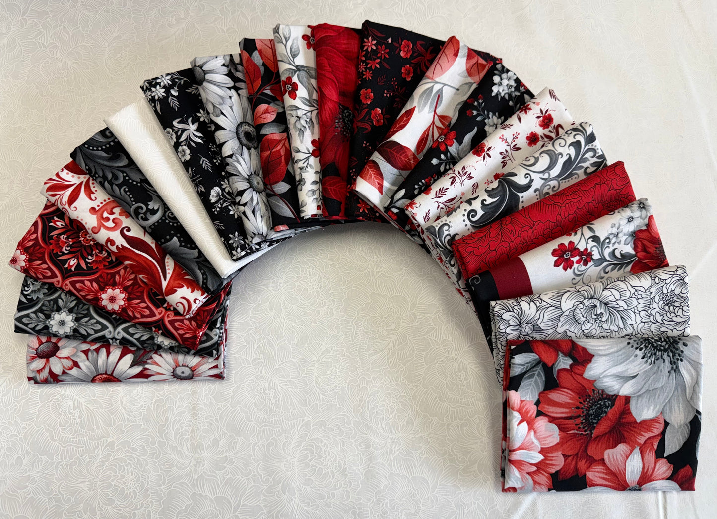 Scarlet's Treasure by Color Principle Peony Monotone White 3644-11 Cotton Woven Fabric