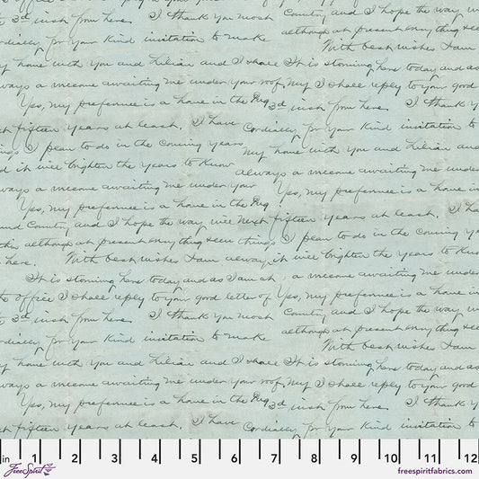 Tim Holtz Eclectic Element Palette Script Blue    PWTH284.BLUE Cotton Woven Fabric
