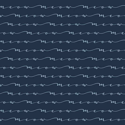 Litter-ary Cats by Planey Cat Script Indigo 21170103-05 Cotton Woven Fabric