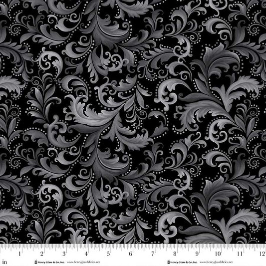 PREORDER ITEM - EXPECTED APRIL 2026: Scarlet's Treasure by Color Principle Scrolls Black    3643-99 Cotton Woven Fabric