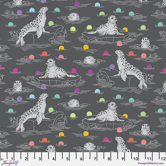 PREORDER ITEM - EXPECTED OCTOBER 2025: Tula Pink Graywork Seal the Deal Carbon    PWTP259.CARBON Cotton Woven Fabric