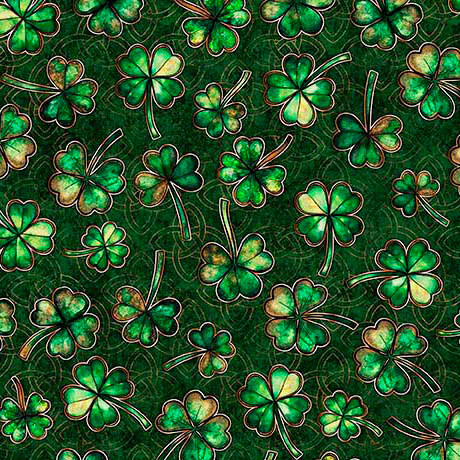 Spirit of Ireland by Morris Creative Group Shamrocks Forest 31654F Cotton Woven Fabric