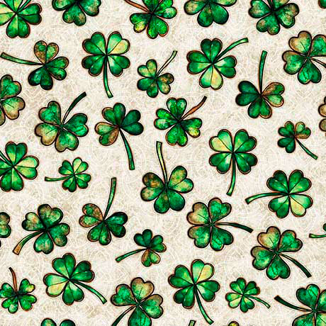 PREORDER ITEM - EXPECTED NOVEMBER 2025: Spirit of Ireland by Morris Creative Group Shamrocks Tan    31654E Cotton Woven Fabric