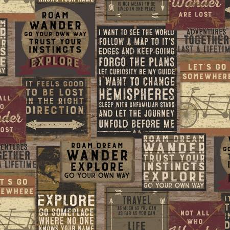 Explore Digitally Printed by Dan DiPaolo Collection Signs Taupe Y4298-62 Cotton Woven Fabric