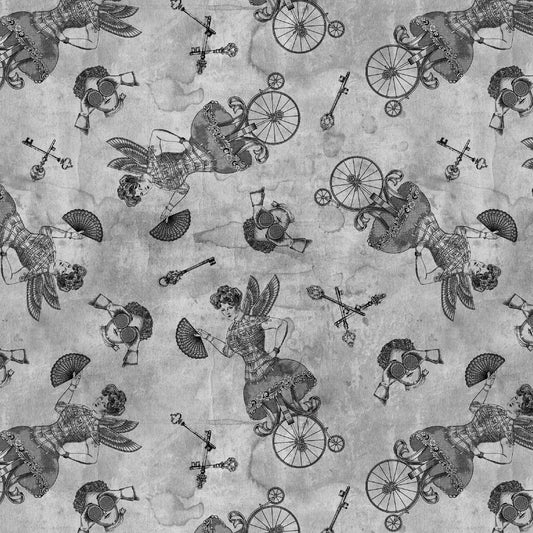 Full Steam Ahead Silhouettes Lt. Gray 3941-90 Cotton Woven Fabric