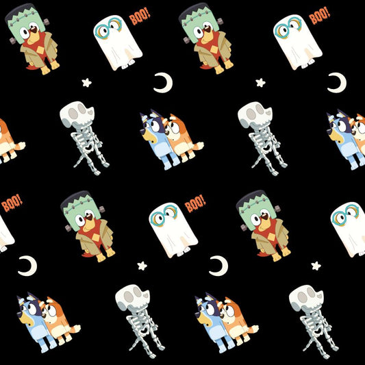Licensed Seasonal Skeleton Boo Bluey 80695-A62078 Cotton Woven Fabric
