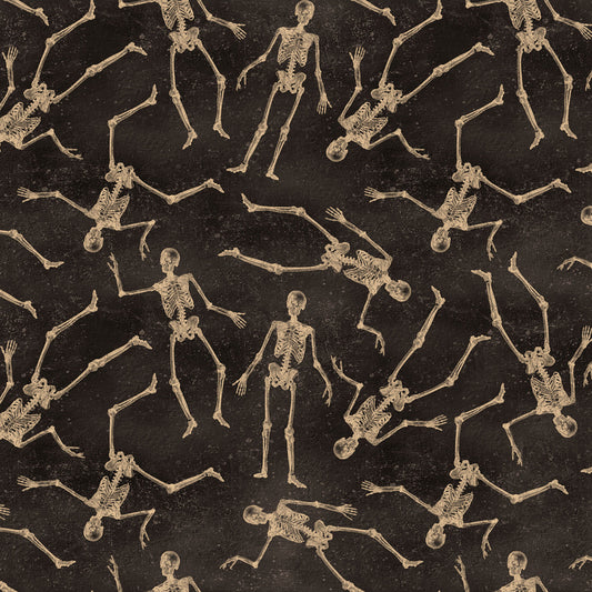 PREORDER ITEM - EXPECTED APRIL: Gothic Halloween Digital by Dan DiPaolo Skeletons Black    Y4440-3 Cotton Woven Fabric