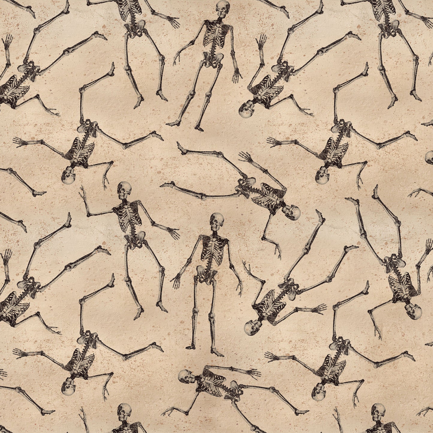 PREORDER ITEM - EXPECTED APRIL: Gothic Halloween Digital by Dan DiPaolo Skeletons Khaki    Y4440-12 Cotton Woven Fabric