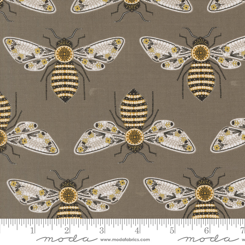 PREORDER ITEM - EXPECTED MARCH 2025:  Bee Garden by Gingiber Slate Metallic    48411.20M Cotton Woven Fabric