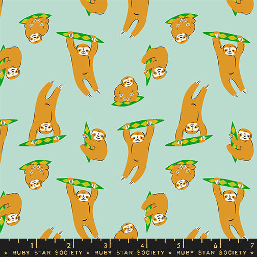 PREORDER ITEM - EXPECTED FEBRUARY 2025: Animal Animal by Ruby Star Society Sloth Minty    RS5168.14 Cotton Woven Fabric