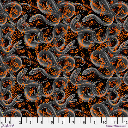 Costumes & Cobwebs by Club Hauer Sneaky Snakes Black PWRH123.BLACK Cotton Woven Fabric