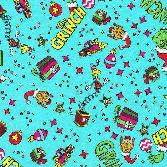 Licensed How the Grinch Stole Christmas by Dr. Seuss Enterprises Snow ADED-23100-87 Cotton Woven Fabric