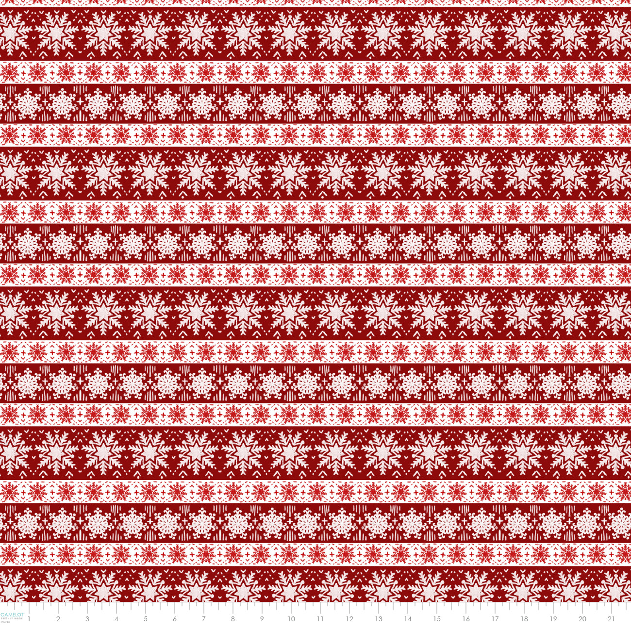 PREORDER ITEM - EXPECTED JUNE 2025: Penguin Party by Pam Vale Snowflake Stripe Red    49240405.01 Cotton Woven Fabric