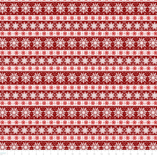 Penguin Party by Pam Vale Snowflake Stripe Red 49240405.01 Cotton Woven Fabric