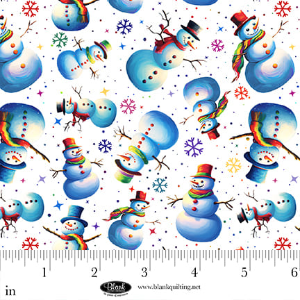 Frostykins by Ray Heere Snowmen with Snowflakes White 4272-01 Cotton Woven Fabric