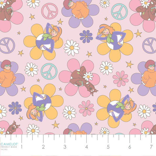 PREORDER ITEM - EXPECTED DECEMBER 2024: Licensed Scooby Doo Softly Groovy Soft Flower Power Pink    23700573-02 Cotton Woven Fabric