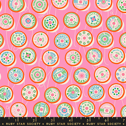 PREORDER ITEM EXPECTED IN FEBRUARY 2026: Trinketry by Melody Miller of Ruby Star Society Spools Flamingo    RS0111.17 Cotton Woven Fabric