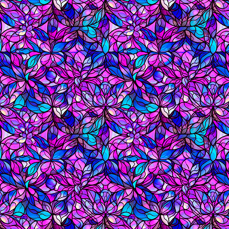 PREORDER ITEM - EXPECTED MARCH 2025: Night Flight by Morris Creative Group Stained Glass Magenta    30755P Cotton Woven Fabric