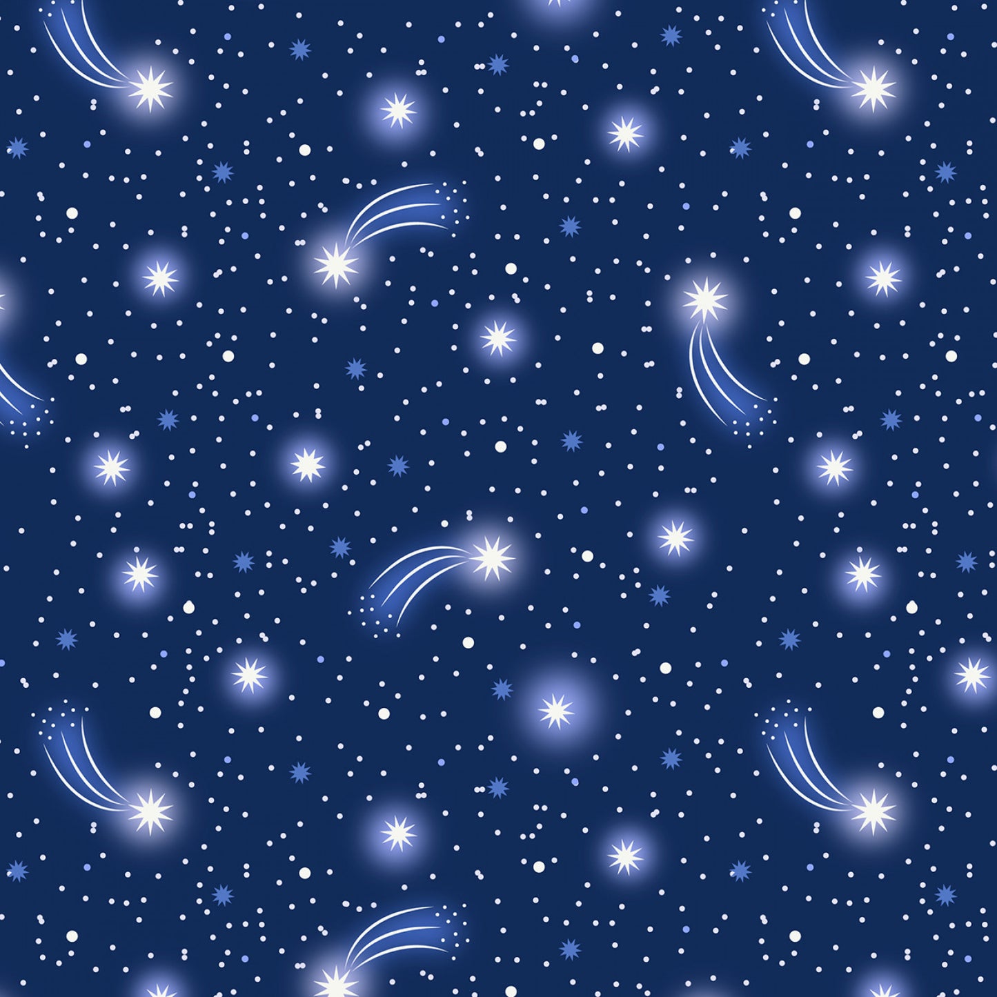 New Arrival: Glow Fairies (Glow in the Dark) Starry Sky on Dark Blue    A871.3 Cotton Woven Fabric