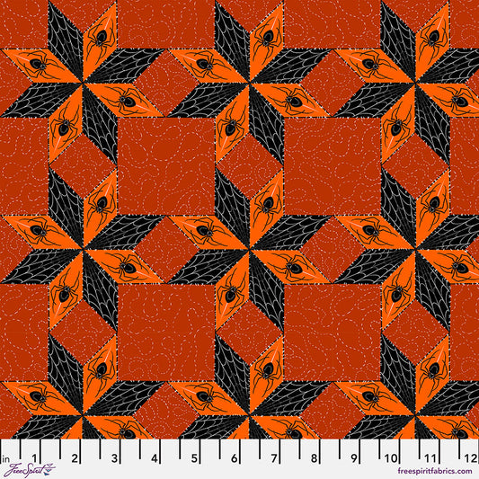 Costumes & Cobwebs by Club Hauer Stars and Spiders Orange PWRH117.ORANGE Cotton Woven Fabric