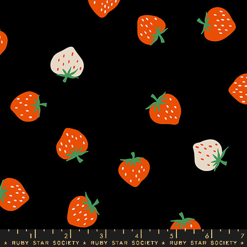 Strawberry by Kimberly Kight of Ruby Star Society Strawberry Black    RS3085.22 Cotton Woven Fabric