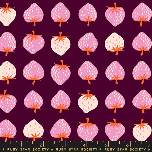 PREORDER ITEM - EXPECTED MAY 2025: Strawberry by Kimberly Kight of Ruby Star Society Strawberry Deep Plum    RS3084.19 Cotton Woven Fabric