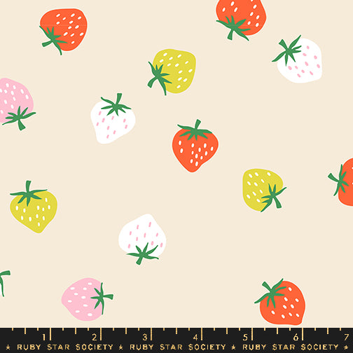 PREORDER ITEM - EXPECTED MAY 2025: Strawberry by Kimberly Kight of Ruby Star Society Strawberry Toss Shell    RS3085.11 Cotton Woven Fabric