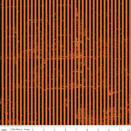 PREORDER ITEM - EXPECTED APRIL 2026: Scary Scraps by J. Wecker Frisch Stressed Stripes Orange C17613-ORANGE Cotton Woven Fabric