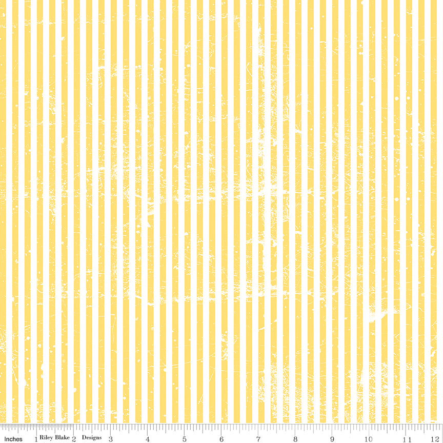 PREORDER ITEM - EXPECTED APRIL 2026: Scary Scraps by J. Wecker Frisch Stressed Stripes Yellow    C17613-YELLOW Cotton Woven Fabric