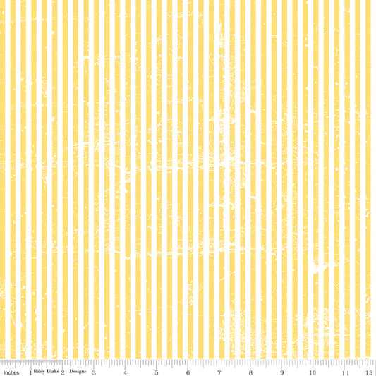 PREORDER ITEM - EXPECTED APRIL 2026: Scary Scraps by J. Wecker Frisch Stressed Stripes Yellow    C17613-YELLOW Cotton Woven Fabric