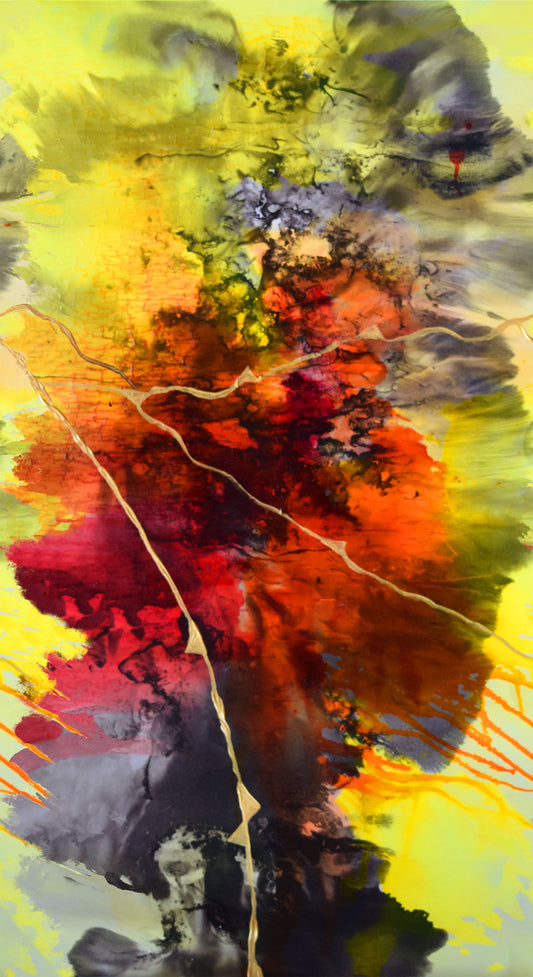 Kintsugi by Stephanie Brandenburg of Frond Design Studios Sun Lemon 40152-53 Cotton Woven Fabric